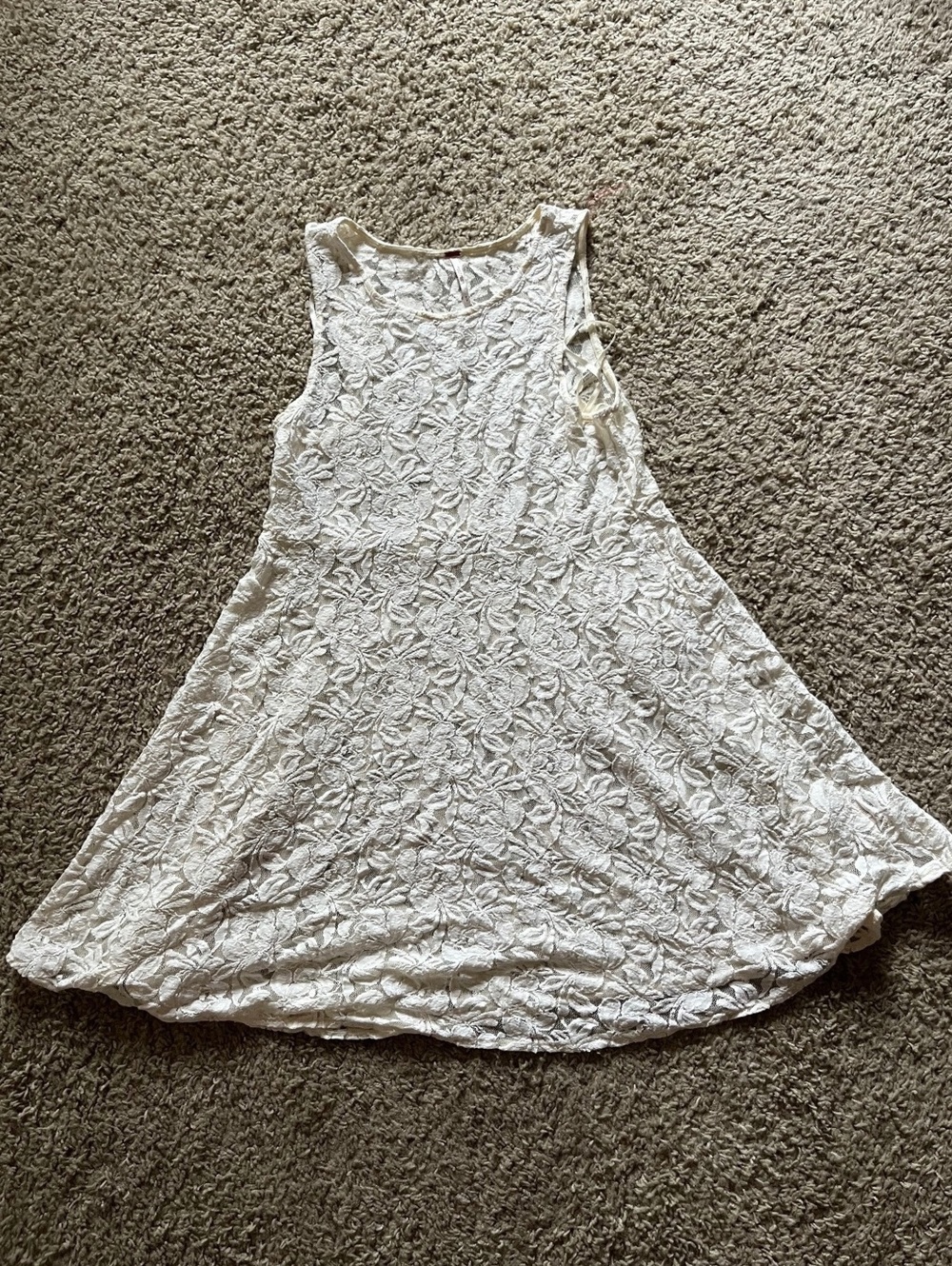 Free People Off White Lace Floral Pattern Mini Dress Size M